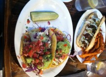 Then we had lunch at an amazing vegan cafe called Native Foods. I had blackened tempeh tacos and he had a meatball sub. So delicious! 