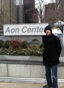 Yes I made my husband take a picture in front of his new building.  Isn't he cute?