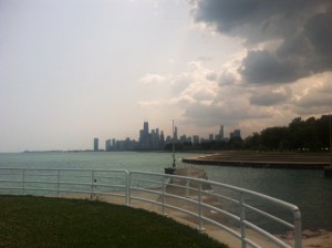 View of downtown from Belmont Harbor
