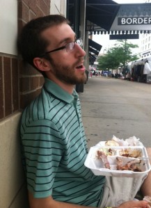 The aftermath of a 1/2 rack of ribs. He says it was worth it 