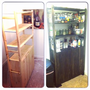 Ikea shelf before and after