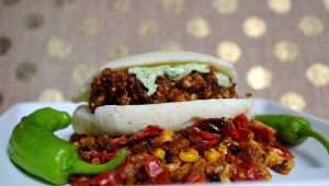 Arepas with Chipotle Sausage Crumbles & Cilantro Sauce | Life Healthfully Lived