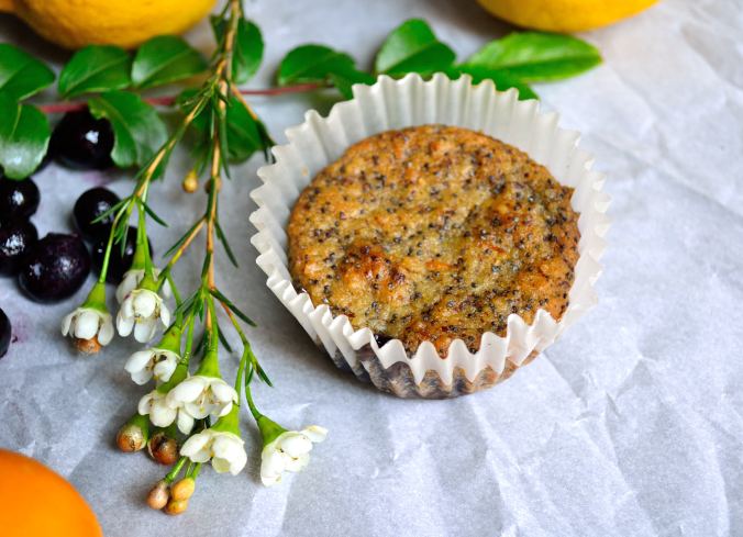 Meyer Lemon Poppy Seed Muffins with Blueberry Bottoms | Life Healthfully Lived