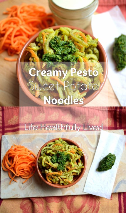 Creamy Pesto Sweet Potato Noodles | Life Healthfully Lived
