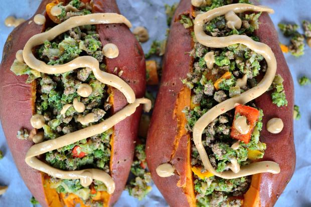 Asian Broccoli Hash Stuffed Sweet Potatoes | Life Healthfully Lived