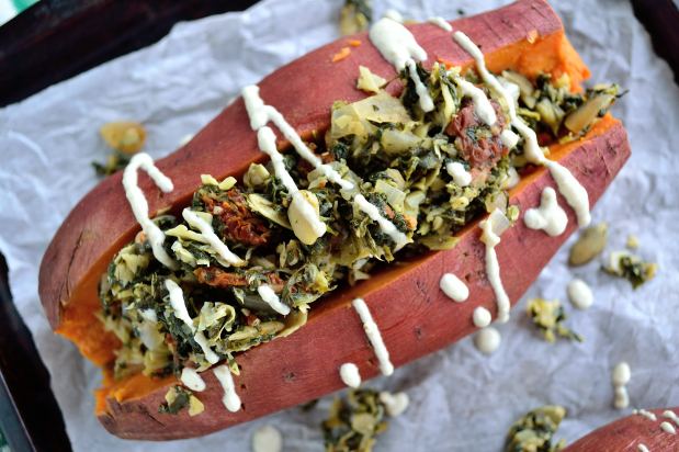Spinach Artichoke Stuffed Sweet Potatoes | Life Healthfully Lived